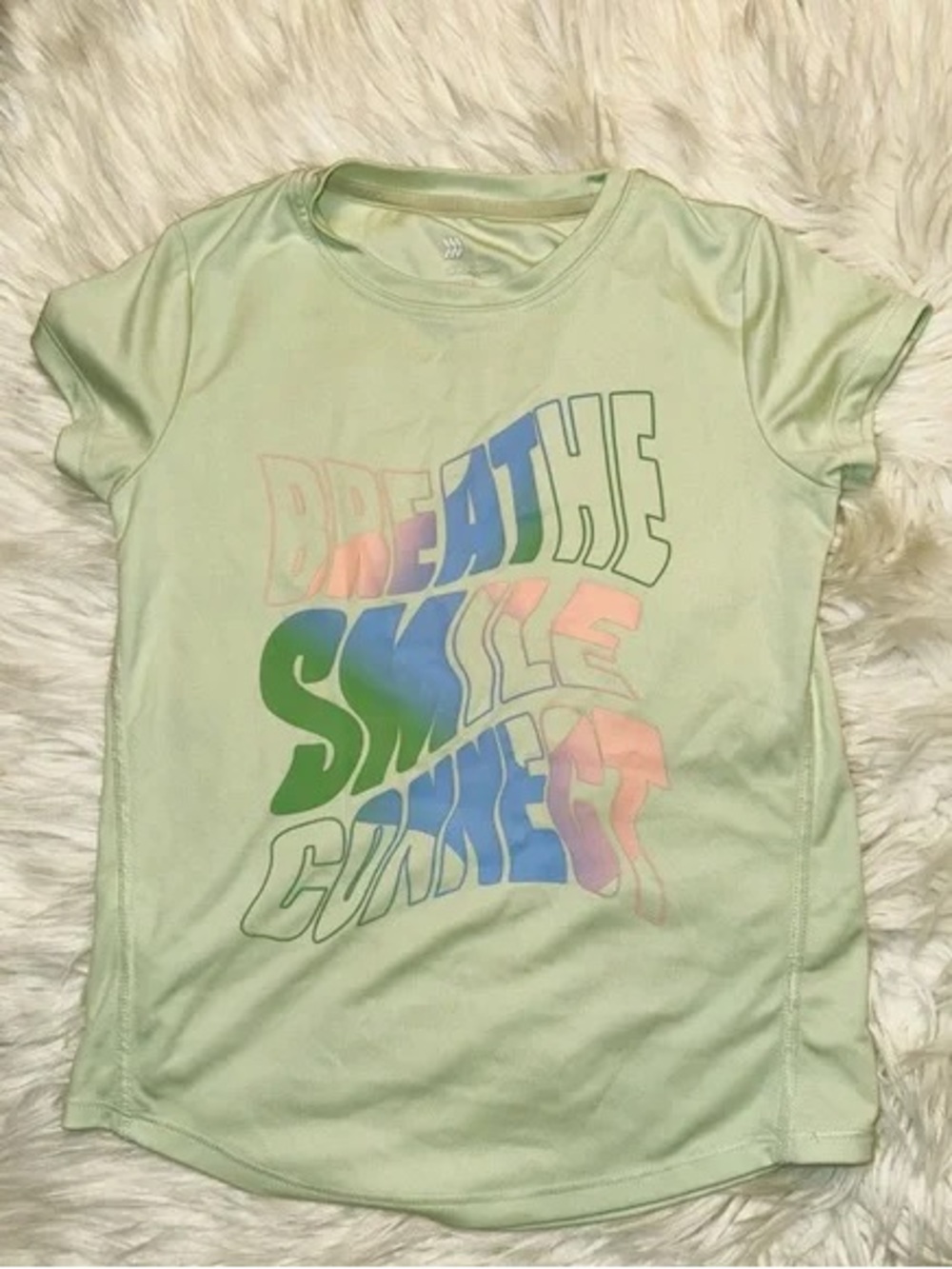 Kids' Light Green Graphic Tee - Breathe Smile Connect